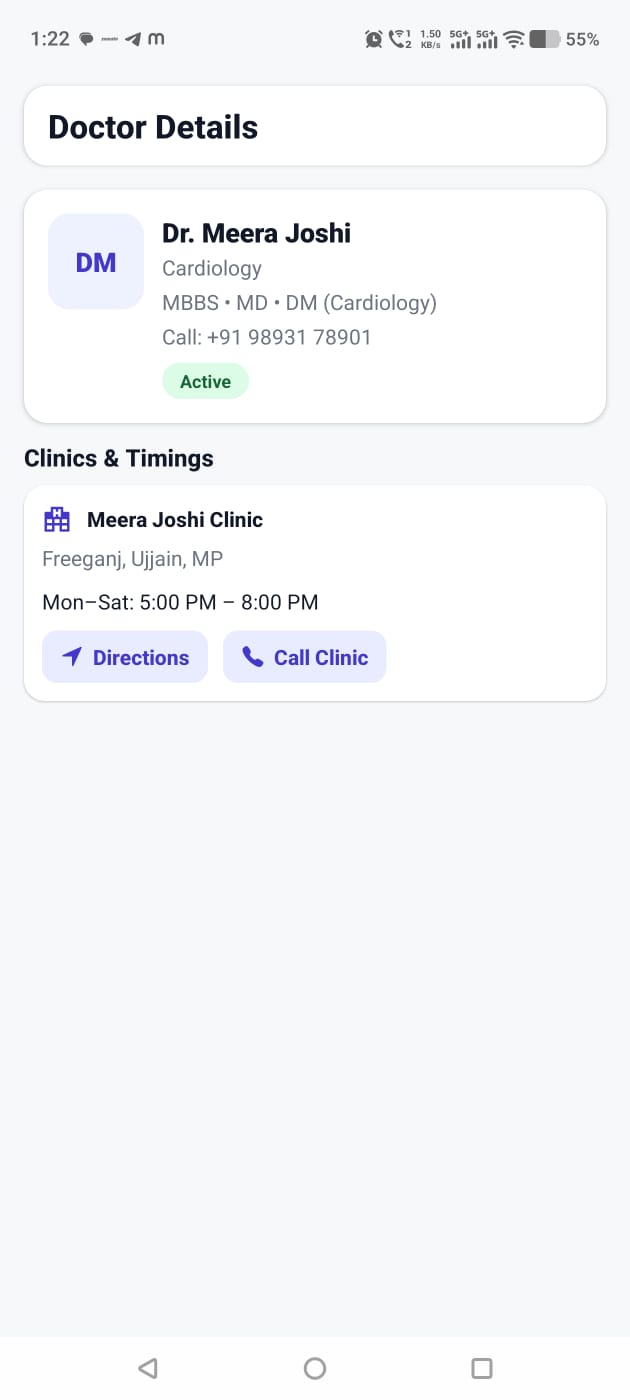 Doctor detail with call and directions