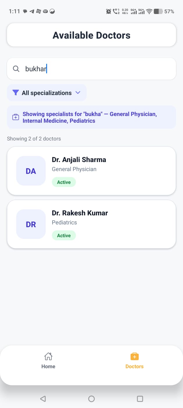 Searching for the symptom bukhar (fever)